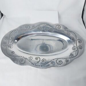 Lenox French Perle Metal Oval Bread Tray‎ 9"x15" Serving Platter Made In India